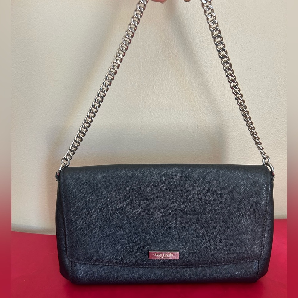 Kate Spade Black Shoulder Bag with Silver Chain Strap